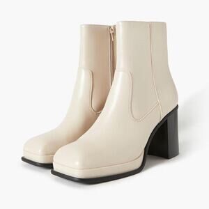 Forever 21 Cream Faux Leather Boots